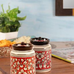 VarEesha Red Ceramic Jar - Set of 2-image-94
