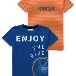 HELLCAT Orange & Royal Blue Printed T-Shirt (Pack Of 2)-image-9