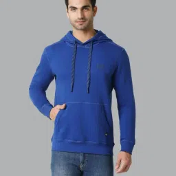Van Heusen Sport Regular Fit Media Pocket All Weather Solid Hoodie - Sodalite Blue-12