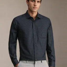Louis Philippe Black Cotton Regular Fit Checks Shirt-picture-22