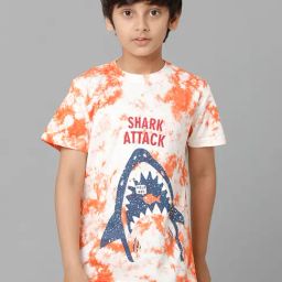 Under Fourteen Only Kids Orange & White Printed T-Shirt-image-83