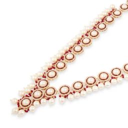 Zaveri Pearls Red Meenakari Beads Pearls Embellished Necklace & Earring Set-ZPFK18240-13