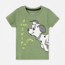 Lifestyle Olive Round Neck Half Sleeve Lic-Toon Cotton T Shirt-image-40