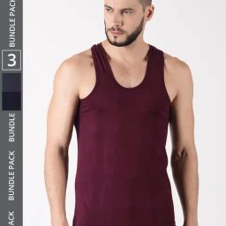 Dollar Lehar Assorted Cotton Regular Fit Vest - Pack Of 3-image-43