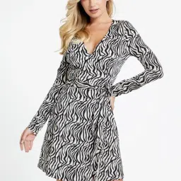 Guess Black Polyester Printed Full Sleeve Dress-picture-44