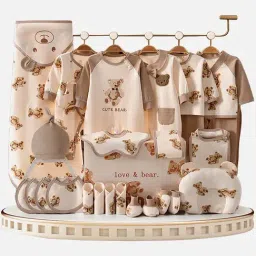 Little Surprise Box Kids Brown & Cream Cotton Printed Full Sleeves Gift Set-image-16