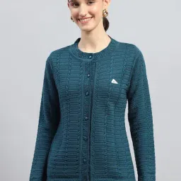 Monte Carlo Teal Self Design Cardigan-picture-35