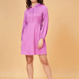 YU by Pantaloons Purple Self Pattern A-Line Dress-image-21