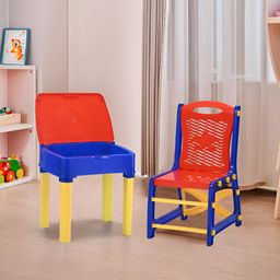 Myntra Elegant Homes Red & Blue Study Table & Chair Set With Storage-image-64