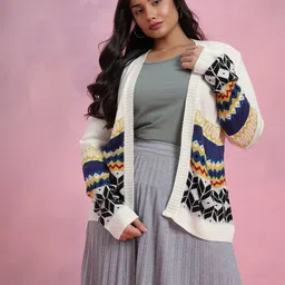 DressBerry Curve Women Fair Isle Acrylic Cardigan-image-89