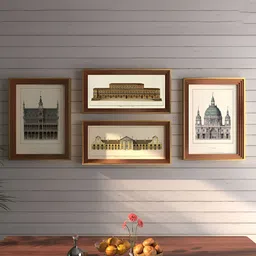 Art Street Brown & White 4 Piece Synthetic Wood Other Wall Paintings-31
