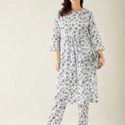 The Kaftan Company White Cotton Printed Pajama & Top Set-picture-42