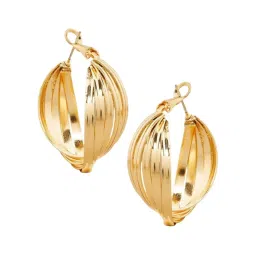 OOMPH Gold Tone Twisted Retro Vintage Fashion Hoop Earrings image 4