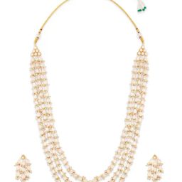 Zaveri Pearls Gold Tone Multilayer Cluster Beaded Long Ethnic Necklace & Earring Set-ZPFK18333-picture-44