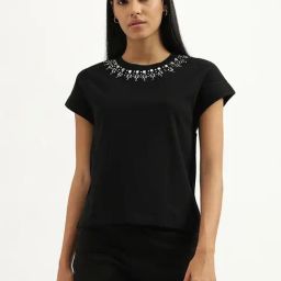 United Colors of Benetton Black Cotton Embellished T-Shirt-image-78