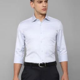 Louis Philippe Gods & Kings Blue Cotton Regular Fit Texture Shirt-image-36