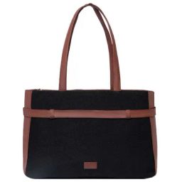 ZOUK Black Solid Large Laptop Tote Handbag-picture-35