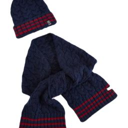 Pantaloons Junior Navy Blue Woven Beanie & Muffler Set-image-49