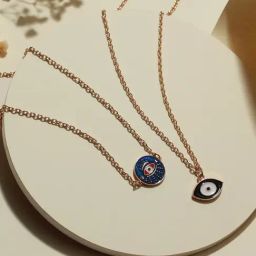 Aatmana Gold-Plated Evil Eye Chain Pendant - Pack of 2-22