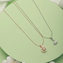 Aatmana Floral Rose Gold-Plated & Silver-Plated Chain Pendant - Pack of 2-6