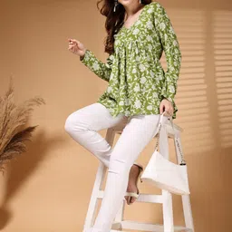 HERE&NOW Women Floral Cotton Tops-picture-20