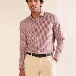 ANDAMEN Red Regular Fit Check Shirt-image-88