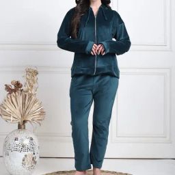 TAG 7 Green Velvet Relaxed Fit Lounge Wear-picture-42