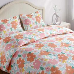 Haus & Kinder Abstract Floral Multicolor 144 TC Cotton King Bedsheet with 2 Pillow Covers-image-41