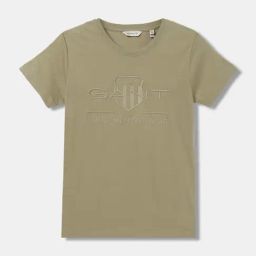 Gant Kids Green Cotton Embroidered T-Shirt-image-61