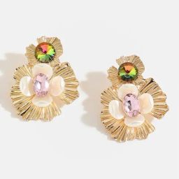 Sohi Gold Plated Floral Drop Earrings-image-1