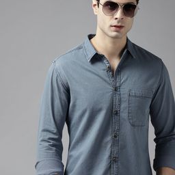 Roadster Men Blue Pure Cotton Casual Shirt-image-102