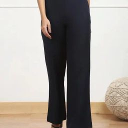 Biba Navy Blue Plain Trousers-image-74