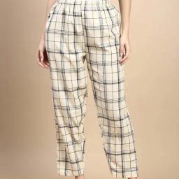 Kryptic Beige Cotton Relaxed Fit Checks Pyjamas-image-84