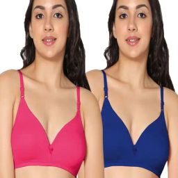 IN CARE Pink & Blue Cotton T-Shirt Bras - Pack Of 2-image-26