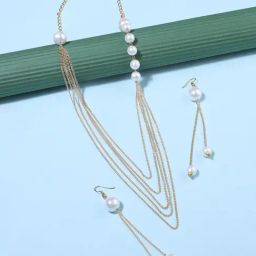 Zaveri Pearls Gold Tone Multi Layered Pearls Contemporary Necklace & Earring Set-ZPFK10407-image-15