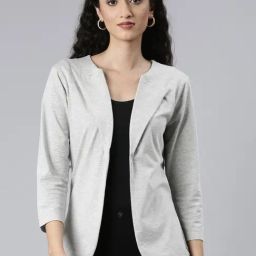 Twin Birds Grey Melange 100% Cottonflaired Fit Shrugs And Cardigans-picture-12