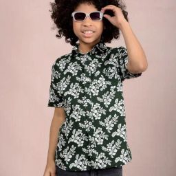 Crimsoune Club Boys Green Cotton Self Shirt-image-28