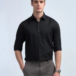 Arrow Black Cotton Regular Fit Self Pattern Shirt-picture-32