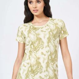 Ajile by Pantaloons White & Green Cotton Printed T-Shirt-image-66