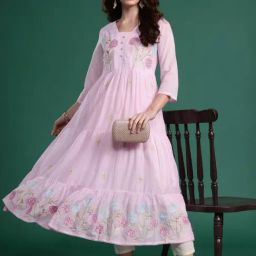 Indo Era Pink Cotton Regular Fit Embroidered Kurta-image-71