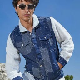 Campus Sutra Blue Regular Fit Colour Block Jacket-image-43
