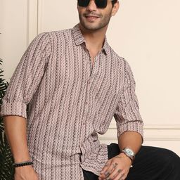 Tanip Geometric Printed Spread Collar Cotton Casual Shirt-image-63