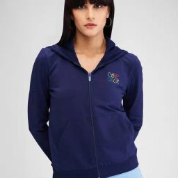 Spykar Blue Embroidered Hoodie-image-80