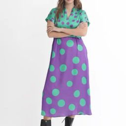 RAREISM Purple Polyester Printed Short Sleeves Dress-image-28