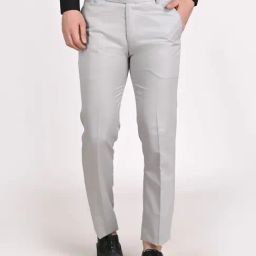 TAHVO Grey  Regular Fit Trousers-image-10