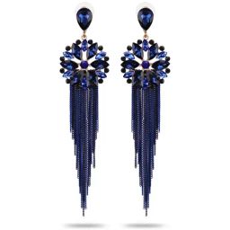 YouBella Crystal Tassel Handmade Golden Blue Dangler Earrings for Women-image-69