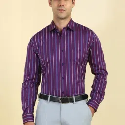 Allen Solly Purple Cotton Slim Fit Striped Shirt-picture-11