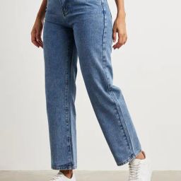 Styli Blue Cotton Straight Fit High Rise Jeans-image-92