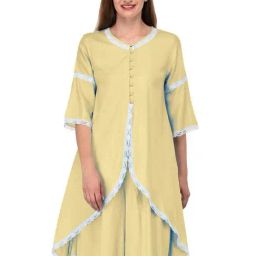 PATRORNA Gold Regular Fit Empire Kurta-image-13