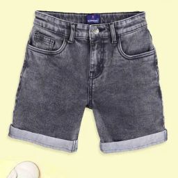 Kiddopanti Boys Black Denim Regular Fit Shorts-image-14